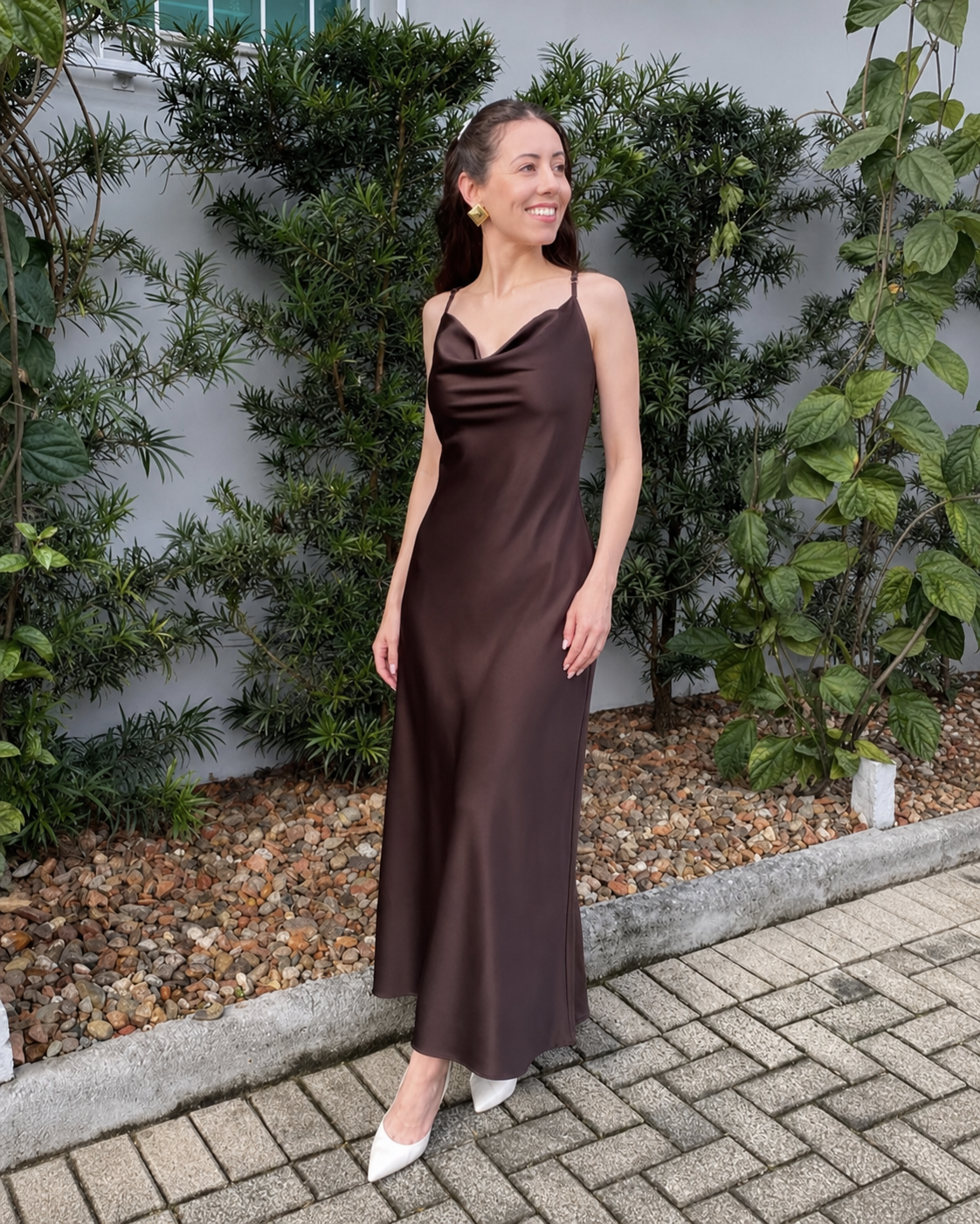 Vestido Évora Satin Espresso